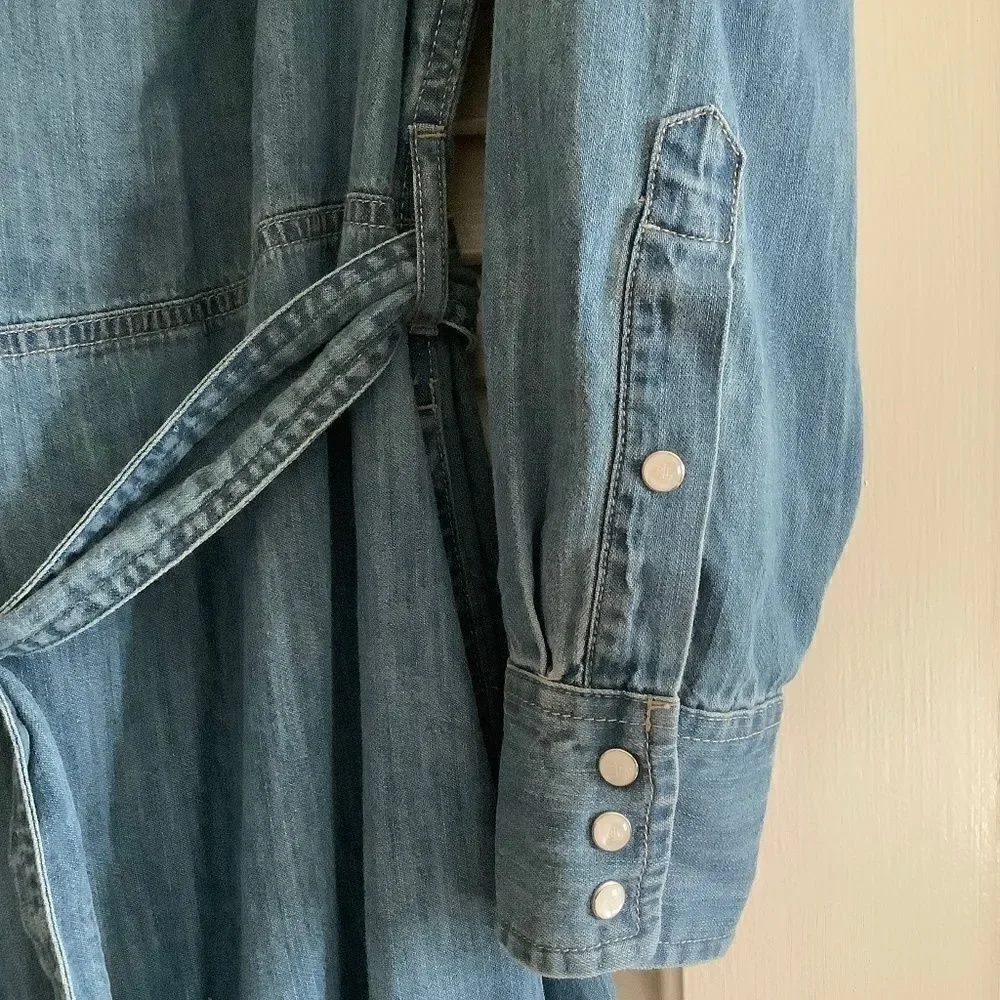 LAUREN RALPH LAUREN BLUE WASH DENIM BUTTON DOWN COTTON SHIRTDRESS SIZE U…